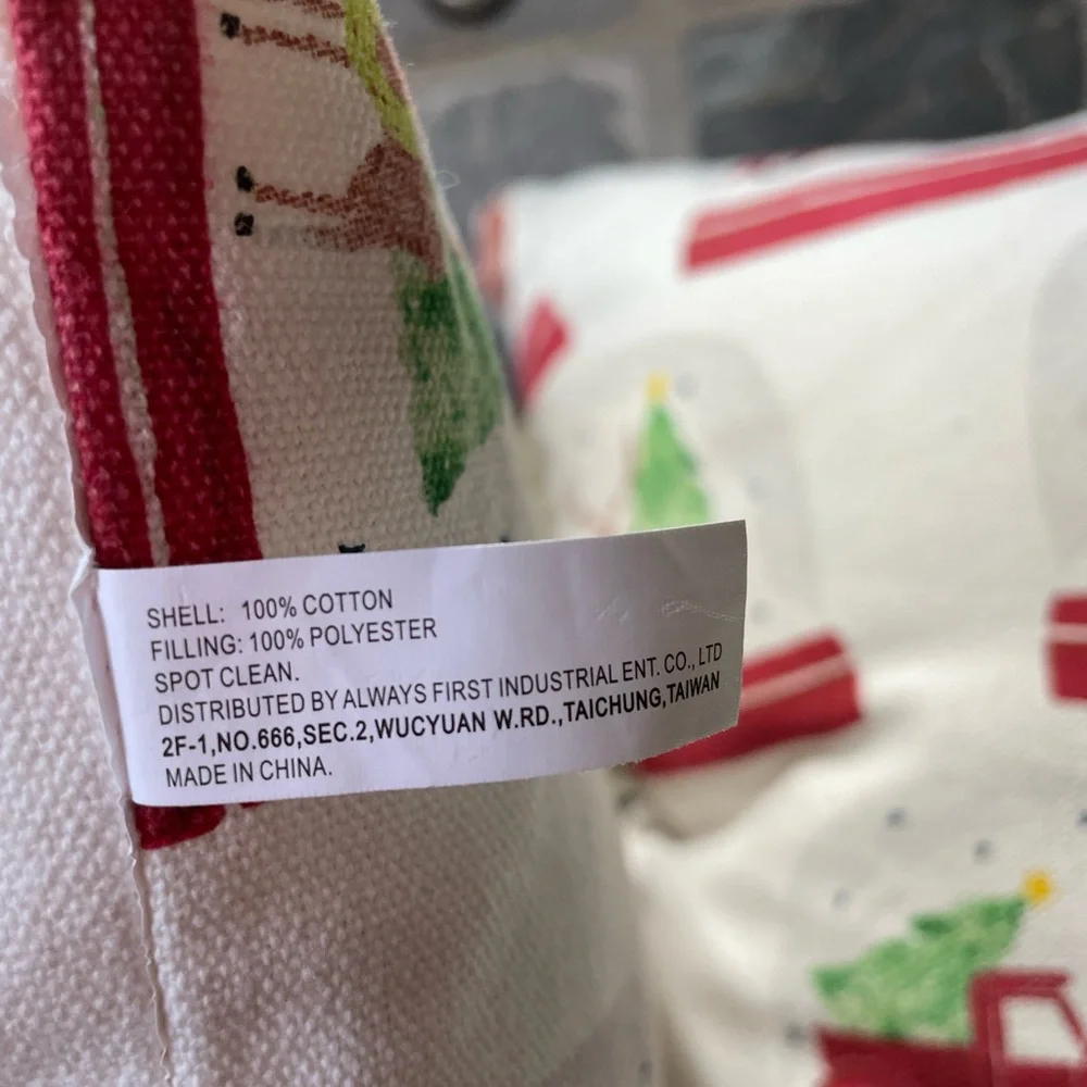 Festive Red Truck/Tree holiday Pillow Set 12” x 12” double sided design new